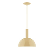 Ivory LED stem-hung pendant with bell shade and round canopy