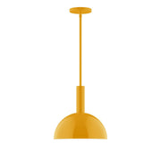 Bright yellow stem-hung pendant with bell-shaped shade