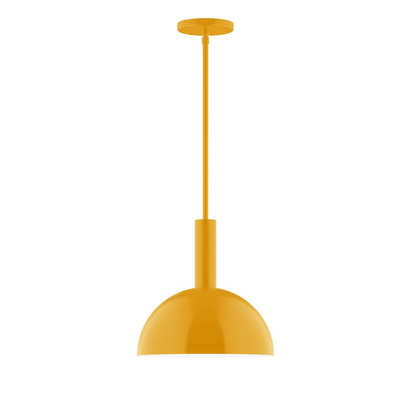 Bright yellow stem-hung pendant with bell-shaped shade