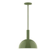 Fern green stem-hung pendant light with dome shade and round canopy