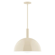 Cream glass globe pendant with stem and round canopy