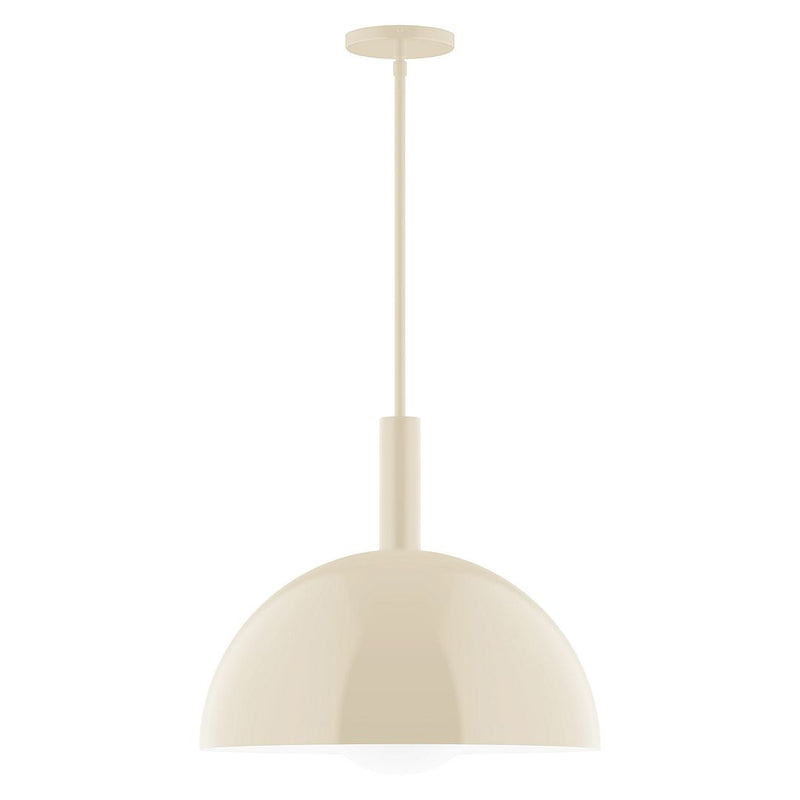 Cream glass globe pendant with stem and round canopy