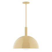 Ivory glass globe pendant with stem and round canopy, 18-inch shade
