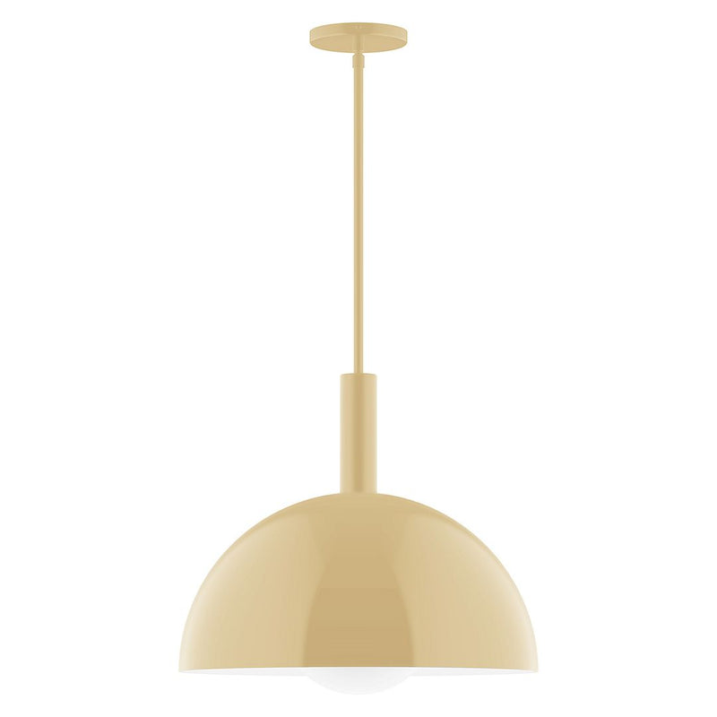 Ivory glass globe pendant with stem and round canopy, 18-inch shade