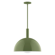 Fern green glass globe pendant with stem and canopy top
