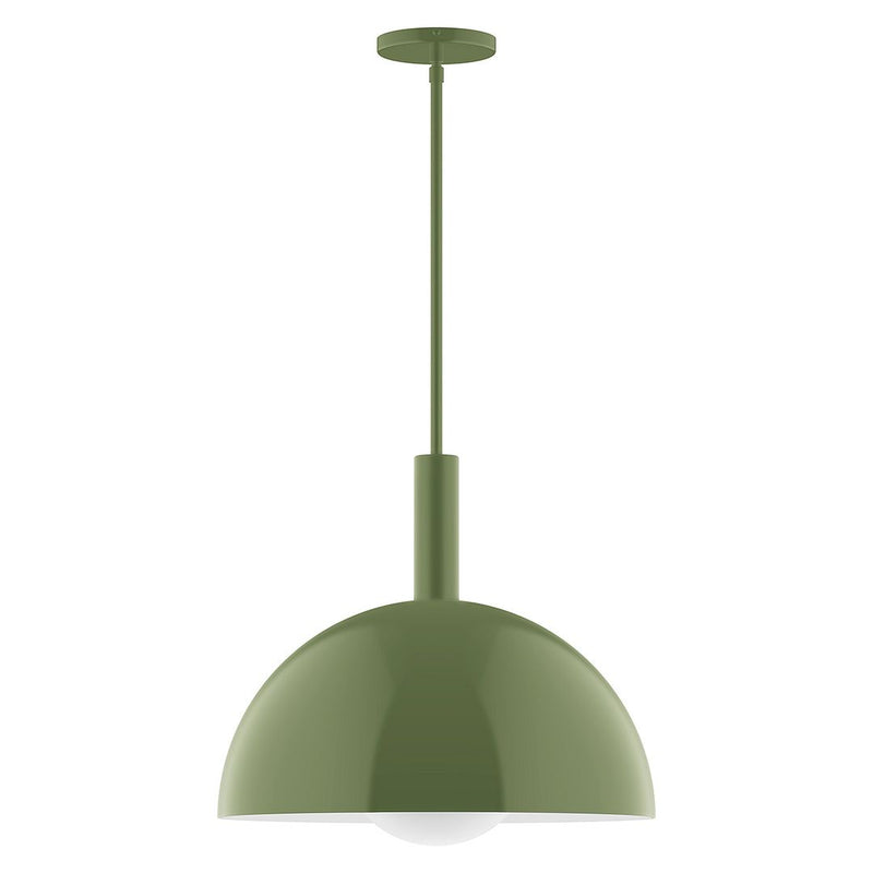 Fern green glass globe pendant with stem and canopy top