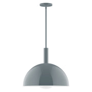 Slate gray pendant light with frosted glass globe shade