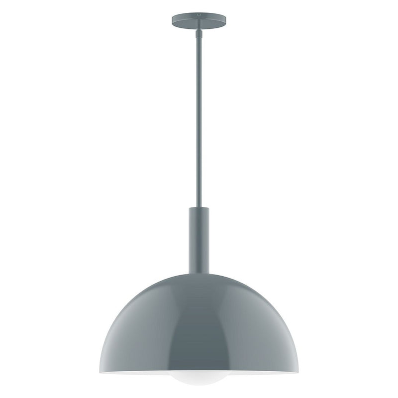 Slate gray pendant light with frosted glass globe shade