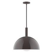 Bronze stem-hung pendant with frosted glass globe, 18 in.
