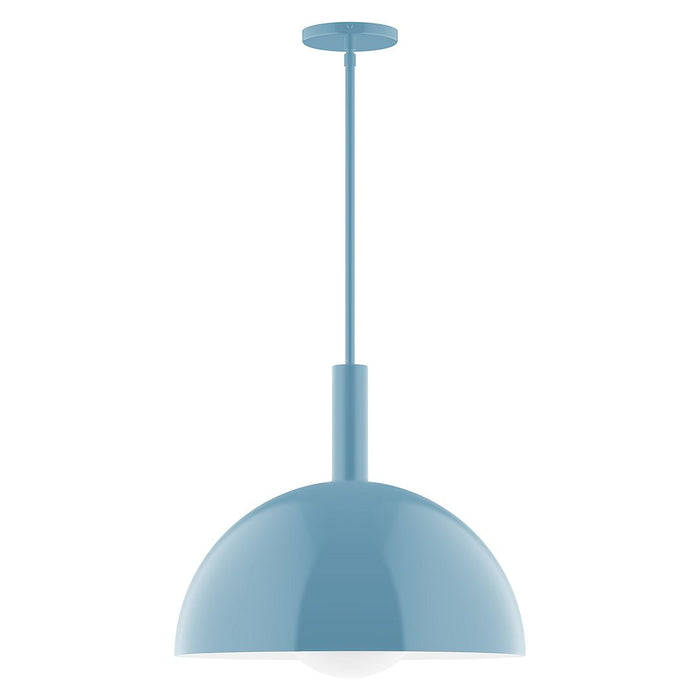 Ray 18" Stem Hung Pendant with Glass Globe in Light Blue