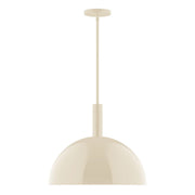 Cream LED stem-hung pendant with dome shade and straight hanging stem