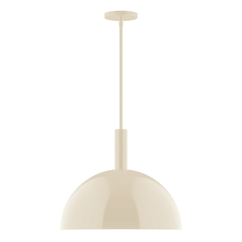 Cream LED stem-hung pendant with dome shade and straight hanging stem