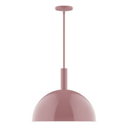 Mauve dome stem-hung pendant light with round canopy and corded downrod