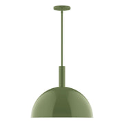 Fern green stem-hung pendant with rounded dome shade