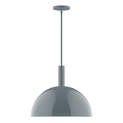 Slate gray stem-hung pendant with a rounded dome shade