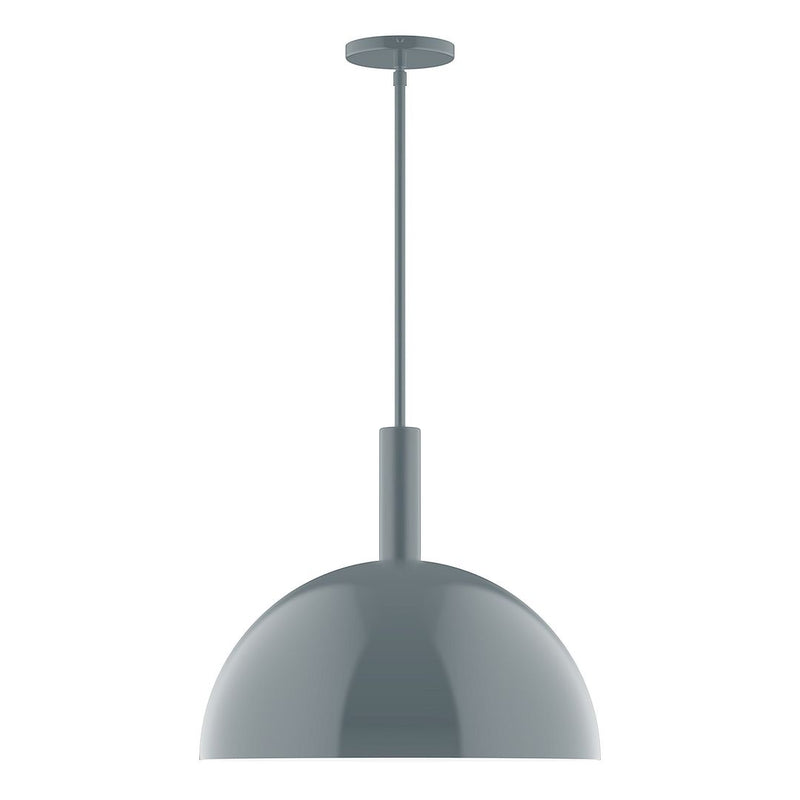 Slate gray stem-hung pendant with a rounded dome shade