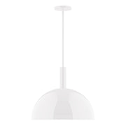 Ray 18-inch stem-hung pendant light with white dome shade and straight stem