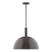 Architectural bronze stem-hung pendant with dome shade and round ceiling canopy