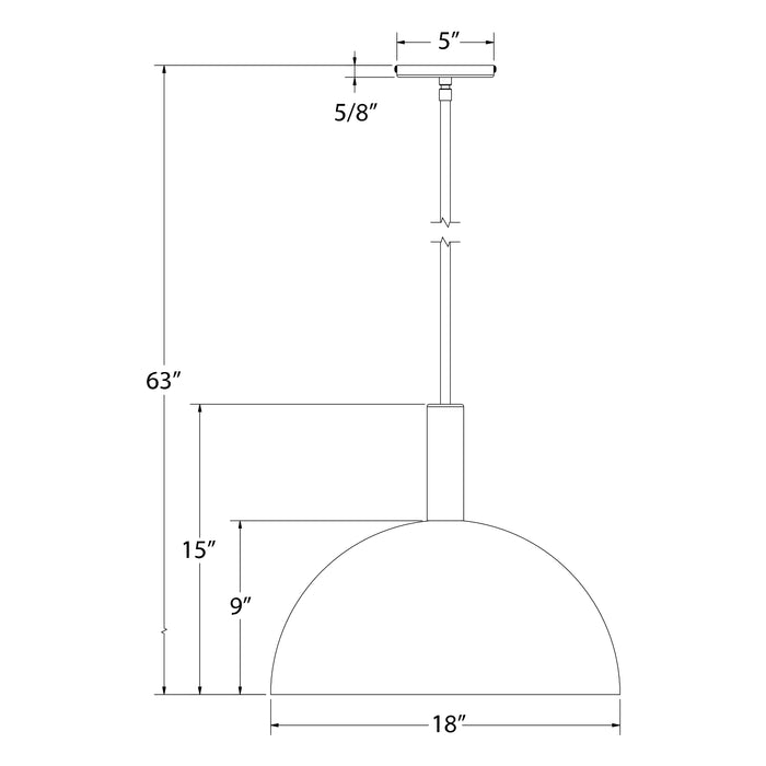 Ray 18" LED Stem Hung Pendant in Light Blue Line Drawing