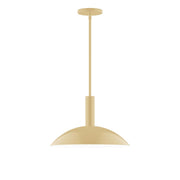 Ivory LED stem-hung pendant with dome shade and ceiling canopy