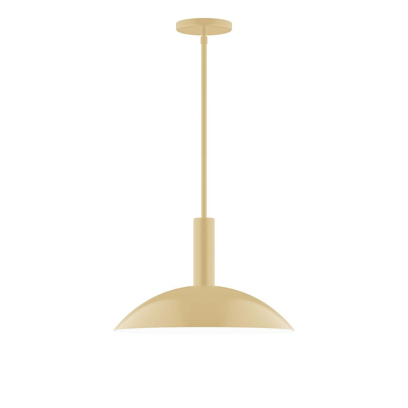 Ivory LED stem-hung pendant with dome shade and ceiling canopy