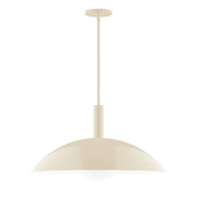 Cream glass globe pendant with stem and wide dome canopy
