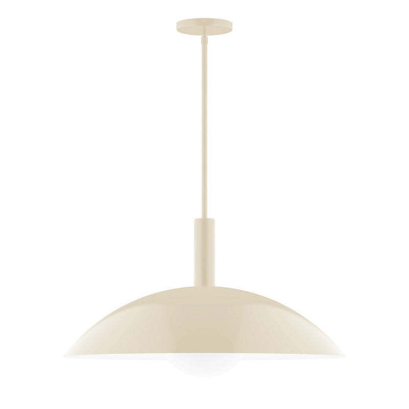 Cream glass globe pendant with stem and wide dome canopy