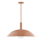 Terracotta stem-hung pendant with matte dome shade and light bulb socket