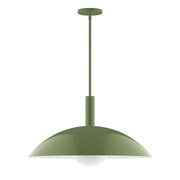 Fern green stem-hung pendant with frosted glass globe