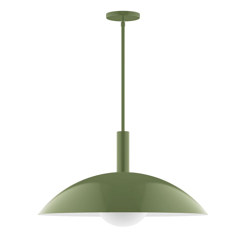 Fern green stem-hung pendant with frosted glass globe