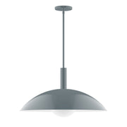 Slate gray stem pendant with metal canopy and frosted glass globe