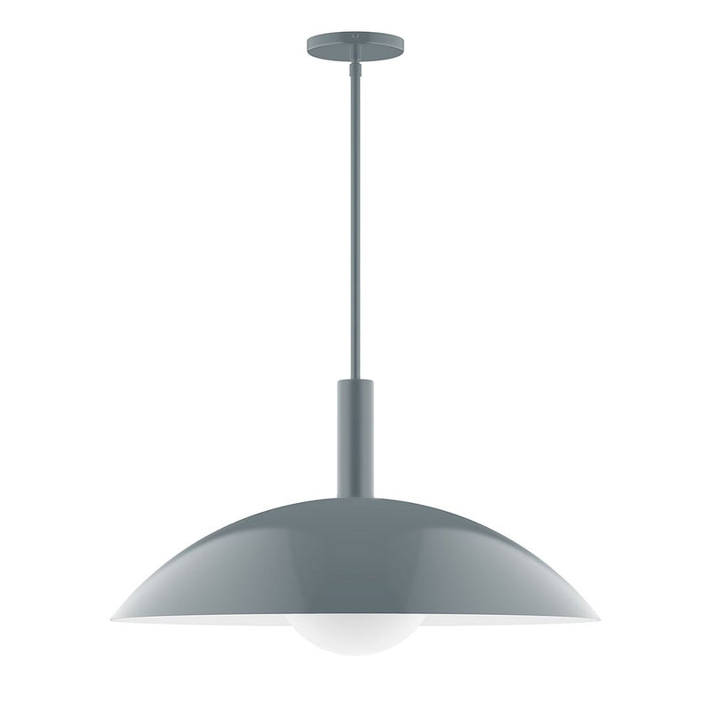Slate gray stem pendant with metal canopy and frosted glass globe