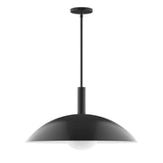 Black stem-hung pendant with dome shade and round canopy