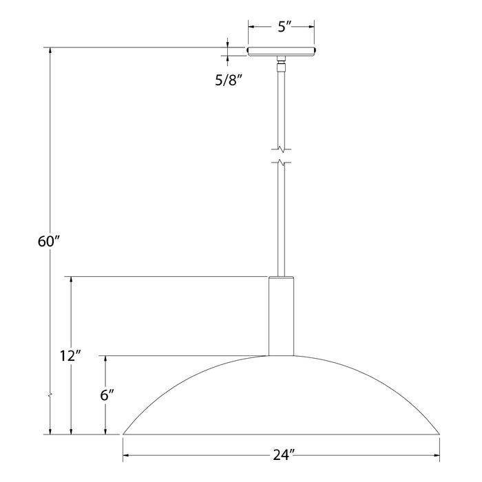 Glow 24" LED Stem Hung Pendant in Barn Red Line Drawing