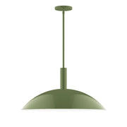 Fern green stem-hung pendant light with dome shade and round canopy