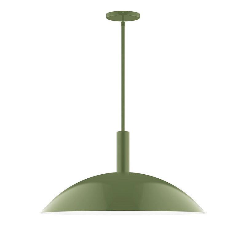 Fern green stem-hung pendant light with dome shade and round canopy