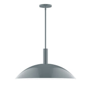 Slate gray dome pendant with hanging stem and ceiling canopy