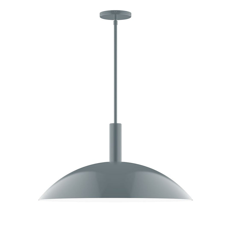 Slate gray dome pendant with hanging stem and ceiling canopy