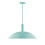 Sea green LED stem pendant with round dome shade and canopy