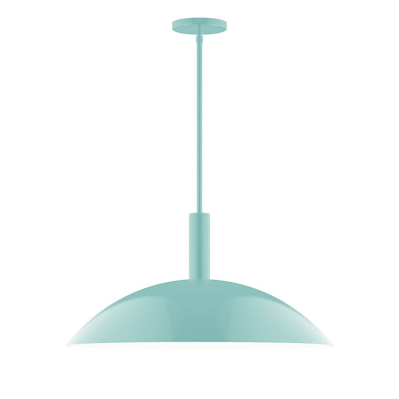 Sea green LED stem pendant with round dome shade and canopy