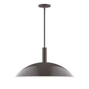24 in stem-hung pendant with bronze dome shade and straight downrod