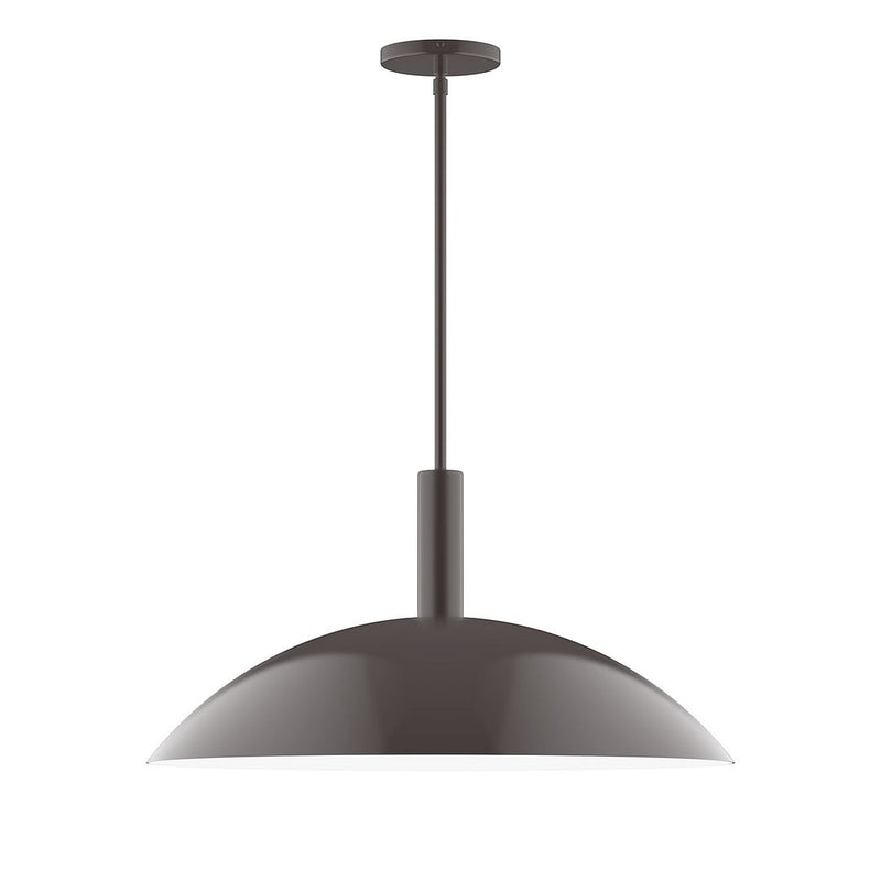 24 in stem-hung pendant with bronze dome shade and straight downrod