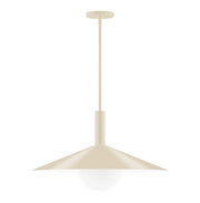 Cream stem-hung pendant with glass globe and wide bell shade