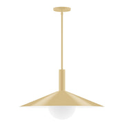 Ivory stem-hung pendant with frosted glass globe and bell shade