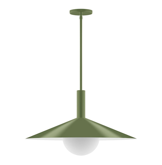 Stack Zing 24" Stem Hung Pendant Light with Glass Globe in Fern Green