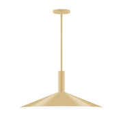 Ivory stem-hung pendant light with flared shade and round canopy
