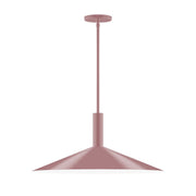 Mauve stem-hung pendant with flared bell shade and round ceiling canopy