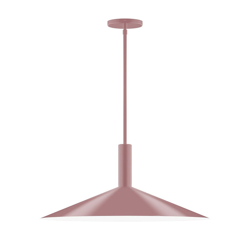 Mauve stem-hung pendant with flared bell shade and round ceiling canopy