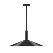 Black stem-hung pendant ceiling light with flared dome shade