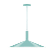 Sea green stem-hung pendant with wide bell shade